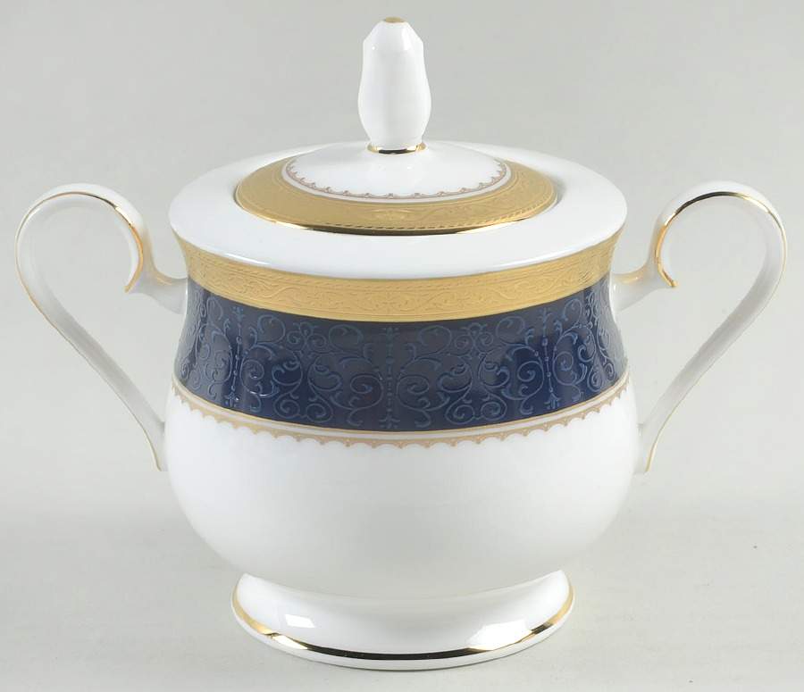 Odessa Cobalt Gold Sugar Bowl & Lid by Noritake-1