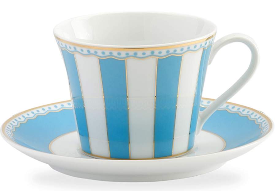 Carnivale Light Blue Flat Cup & Saucer Set by Noritake-1