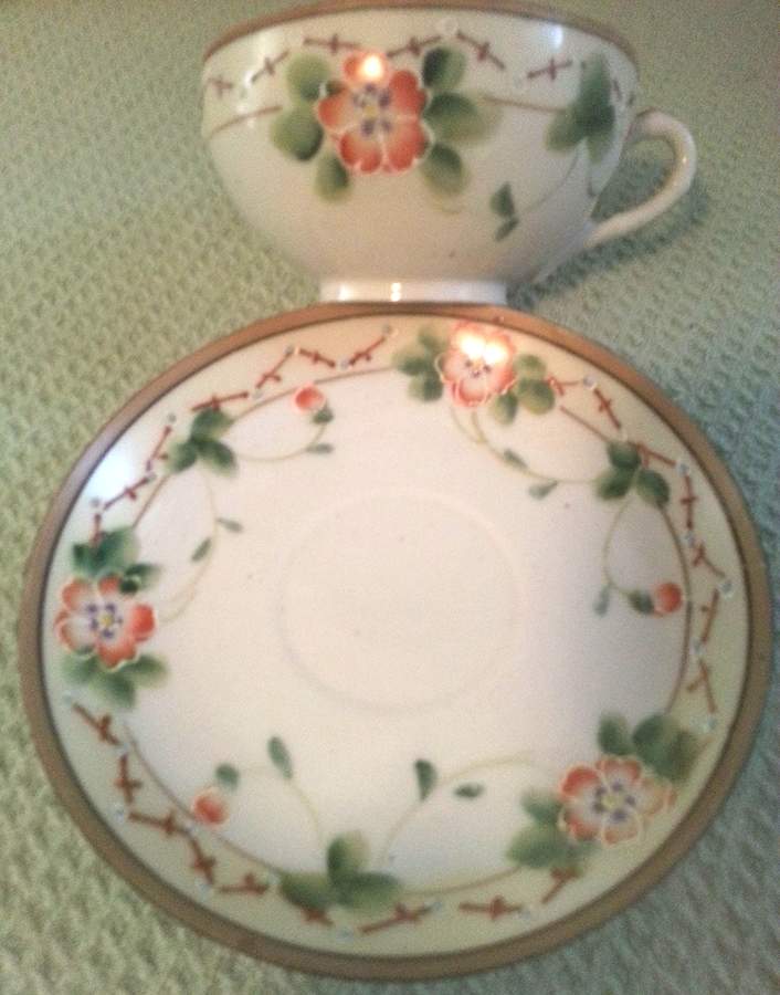 NIP291 Footed Cup & Saucer Set by Nippon-1