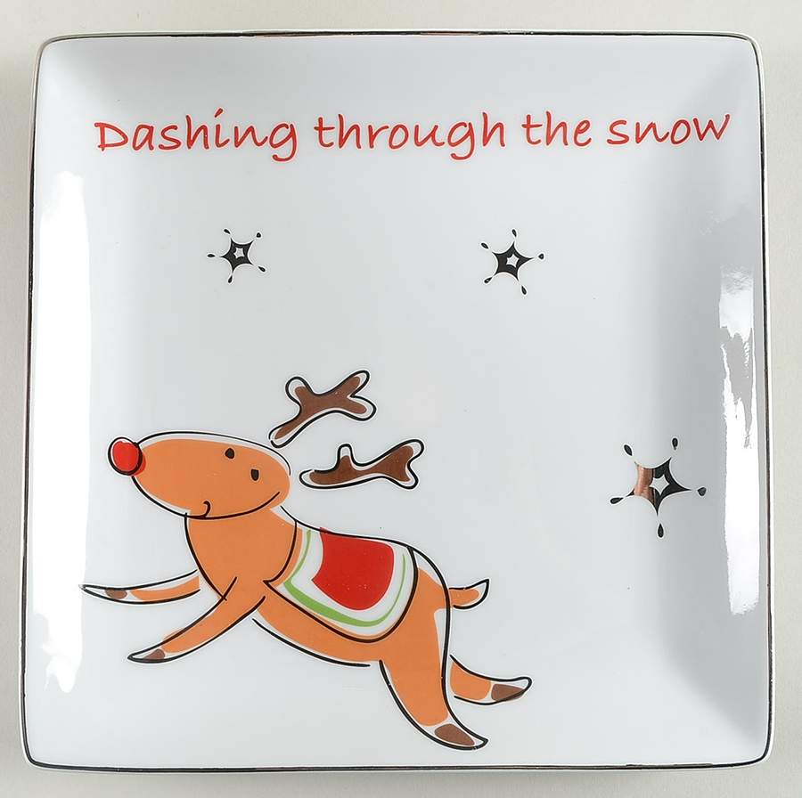 Modern Jingles Square Salad Plate by North Pole Trading Co.-1