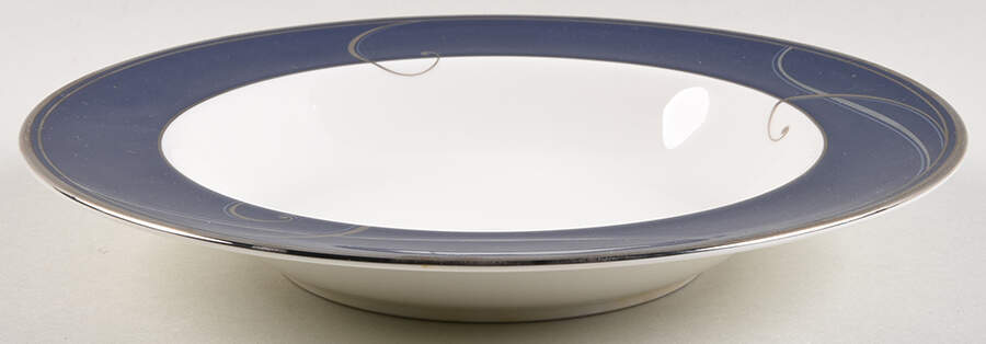 Platinum Wave Indigo Large Rim Soup Bowl by Noritake-1