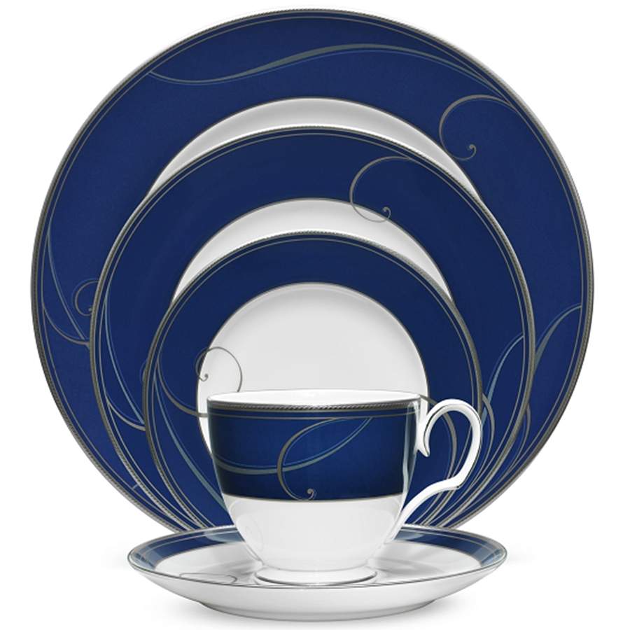 Platinum Wave Indigo Dinner Plate by Noritake-1