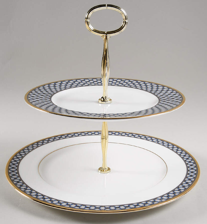 Blueshire 6 5/8"-10"  2 Tiered Serving Tray (Dp, Sp) HC by Noritake-1