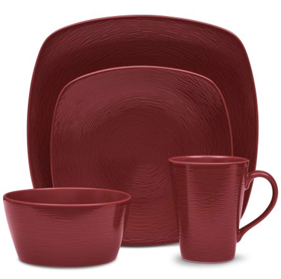 RoR Swirl (Red on Red) Square Dinner Plate by Noritake-1