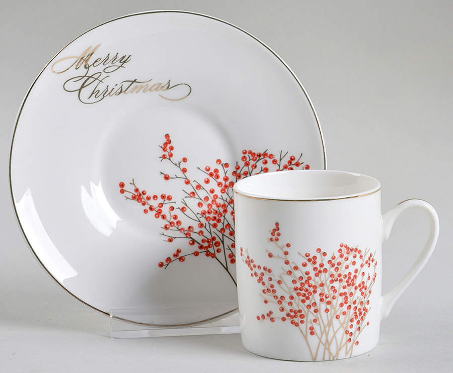 Red Berry Flat Demitasse Cup & Saucer Set by Grace's Teaware-1