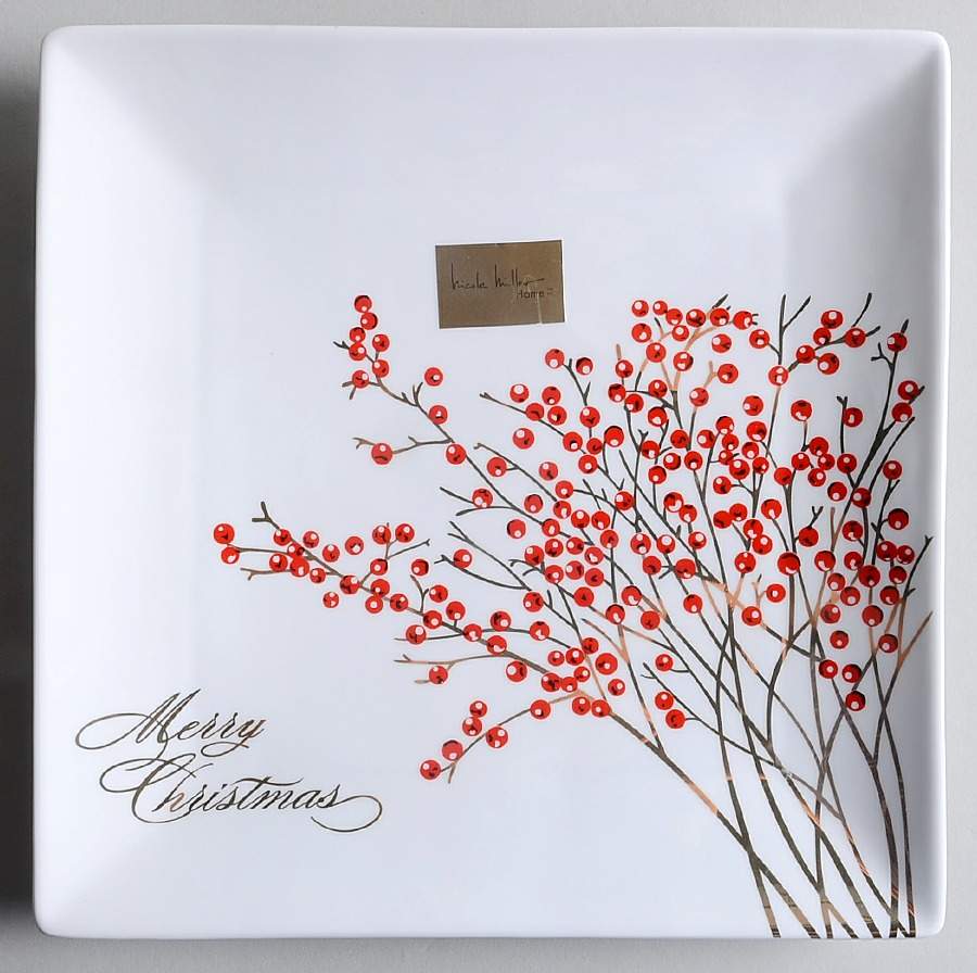 Red Berry Square Dinner Plate by Grace's Teaware-1