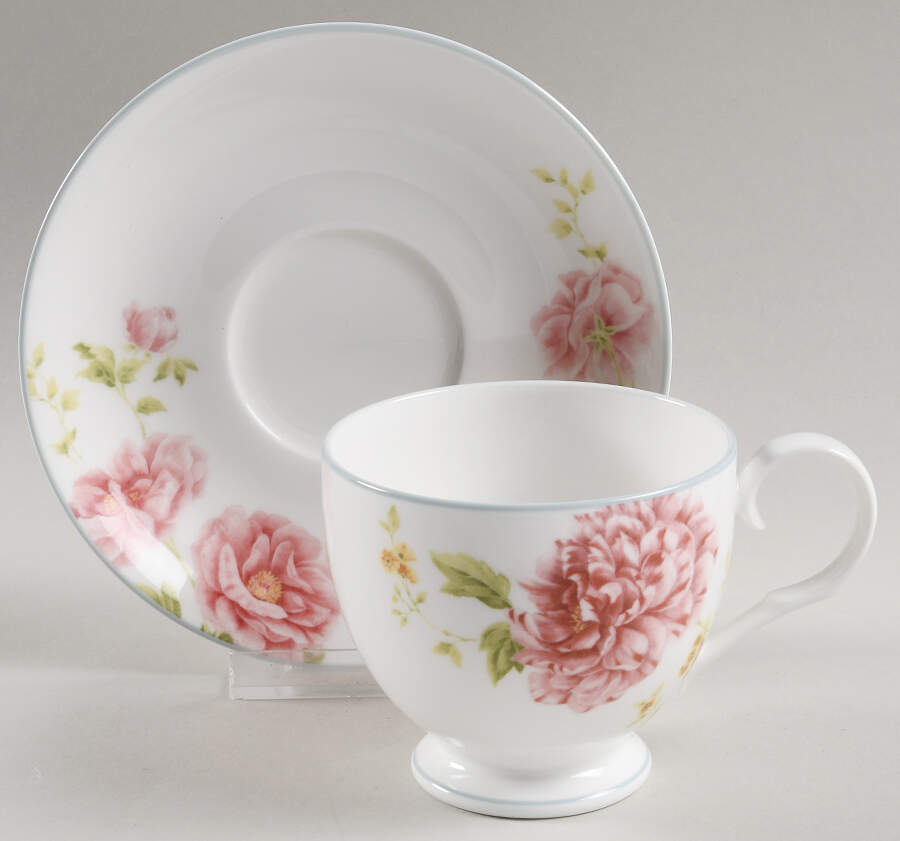 Peony Pageant Footed Cup & Saucer Set by Noritake-1