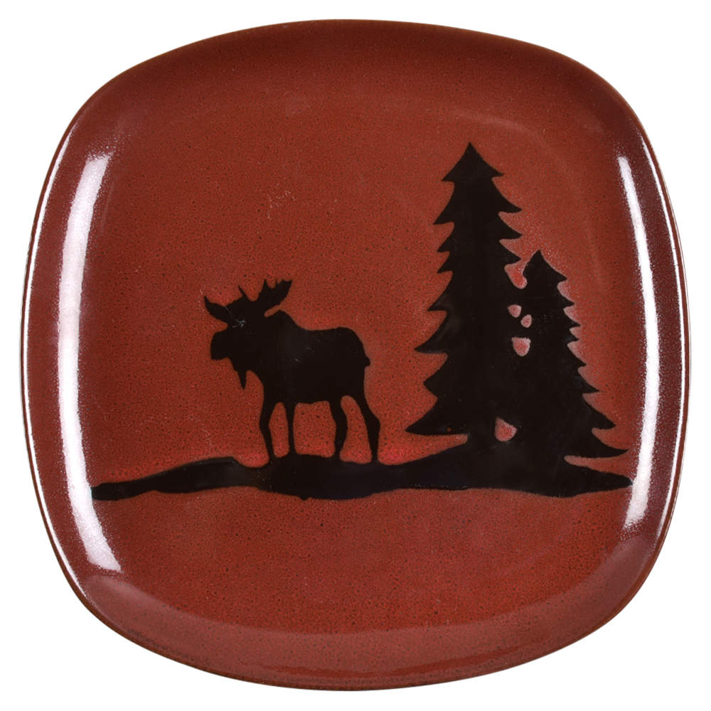 Moose Lodge Red Square Dinner Plate by Nature's Home-1