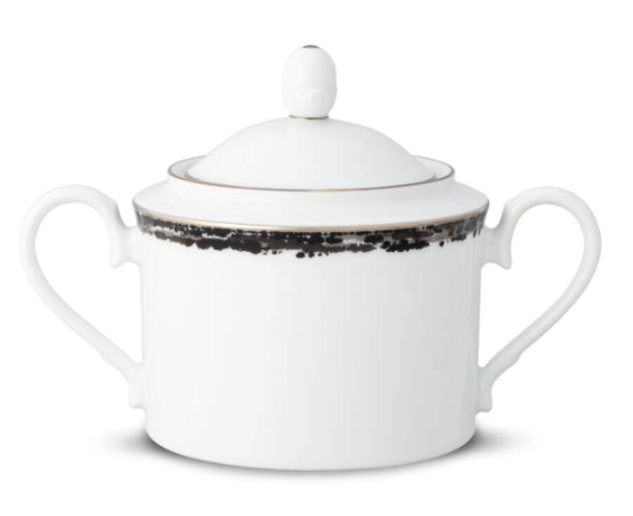 Black Rill Sugar Bowl & Lid by Noritake-1