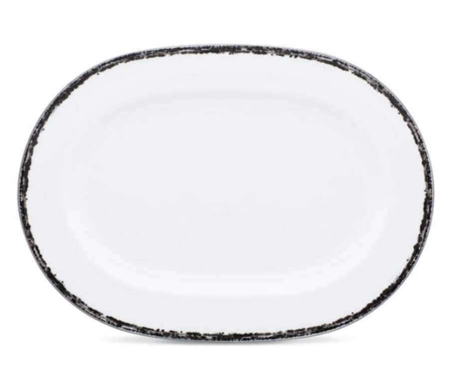 Black Rill 16" Oval Serving Platter by Noritake-1