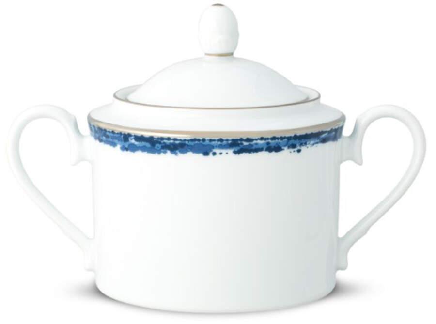 Blue Rill Sugar Bowl & Lid by Noritake-1