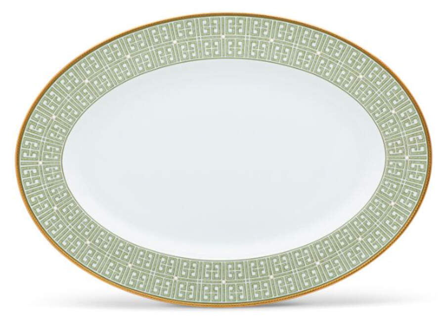 Infinity Green Gold 16" Oval Serving Platter by Noritake-1