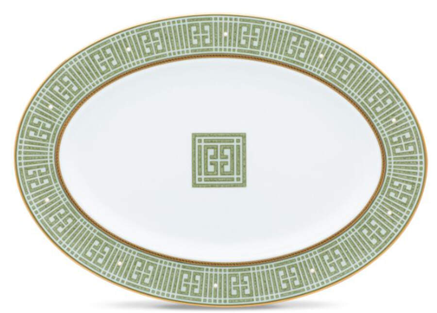 Infinity Green Gold 14" Oval Serving Platter by Noritake-1