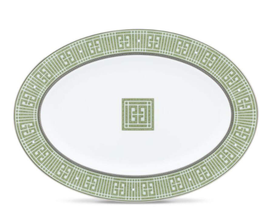 Infinity Green Platinum 14" Oval Serving Platter by Noritake-1