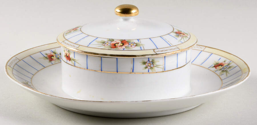 N4674 Round Covered Butter with Attached Underplate by Noritake-1