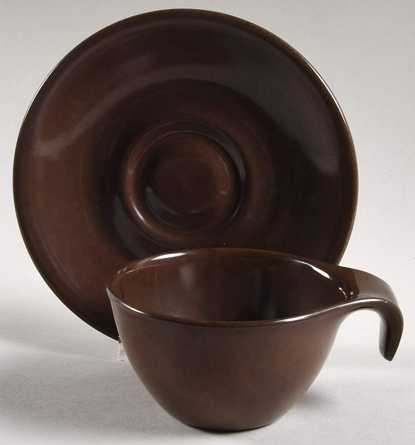 Residential-Russell Wright (Melmac) Flat Cup & Saucer Set by Northern Chemical-1