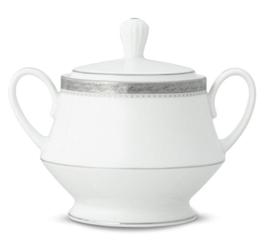 Charlotta Platinum Sugar Bowl & Lid by Noritake-1
