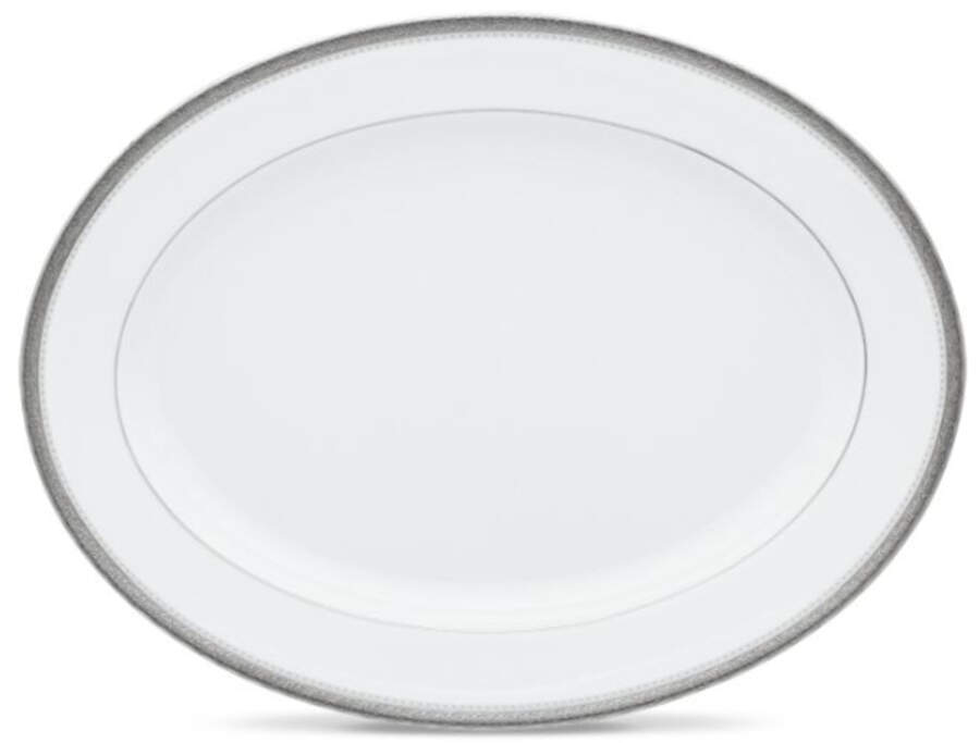 Charlotta Platinum 14" Oval Serving Platter by Noritake-1