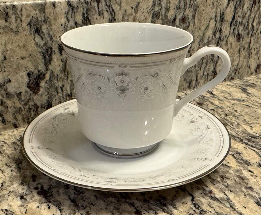 Grey Mist Footed Cup & Saucer Set by Nitto-1