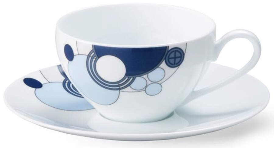 Imperial Cabaret Blue Flat Cup & Saucer Set by Noritake-1