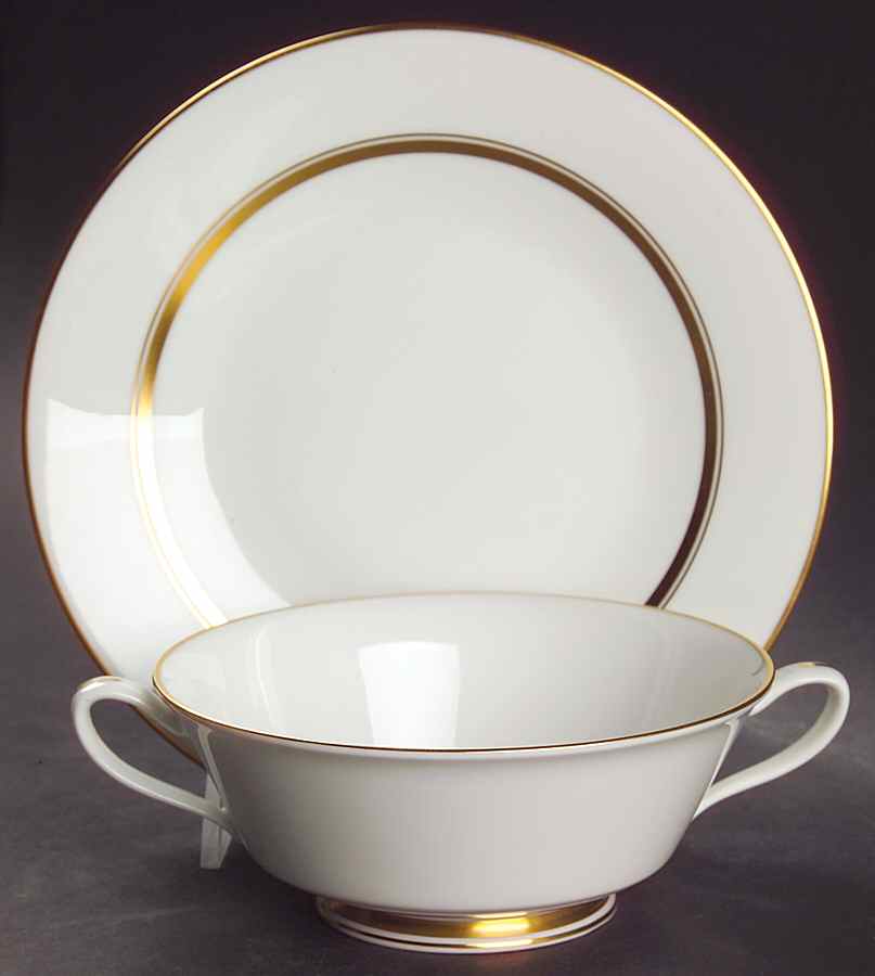 Andover Footed Cream Soup Bowl & Saucer Set by Oxford (Div of Lenox)-1