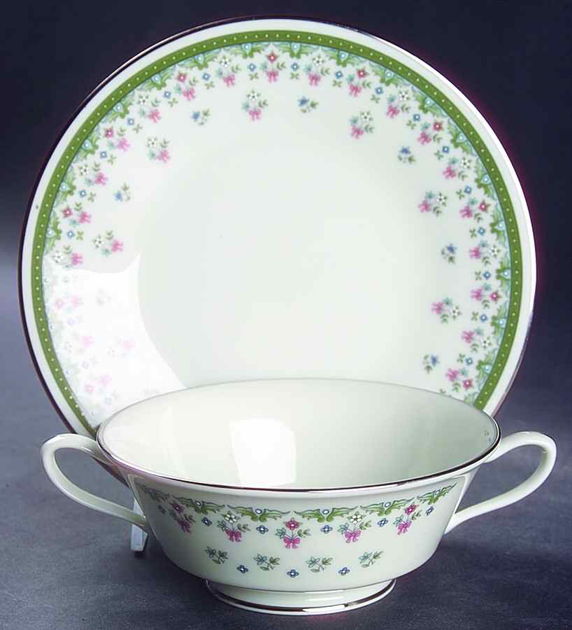 Ashley Footed Cream Soup Bowl & Saucer Set by Oxford (Div of Lenox)-1