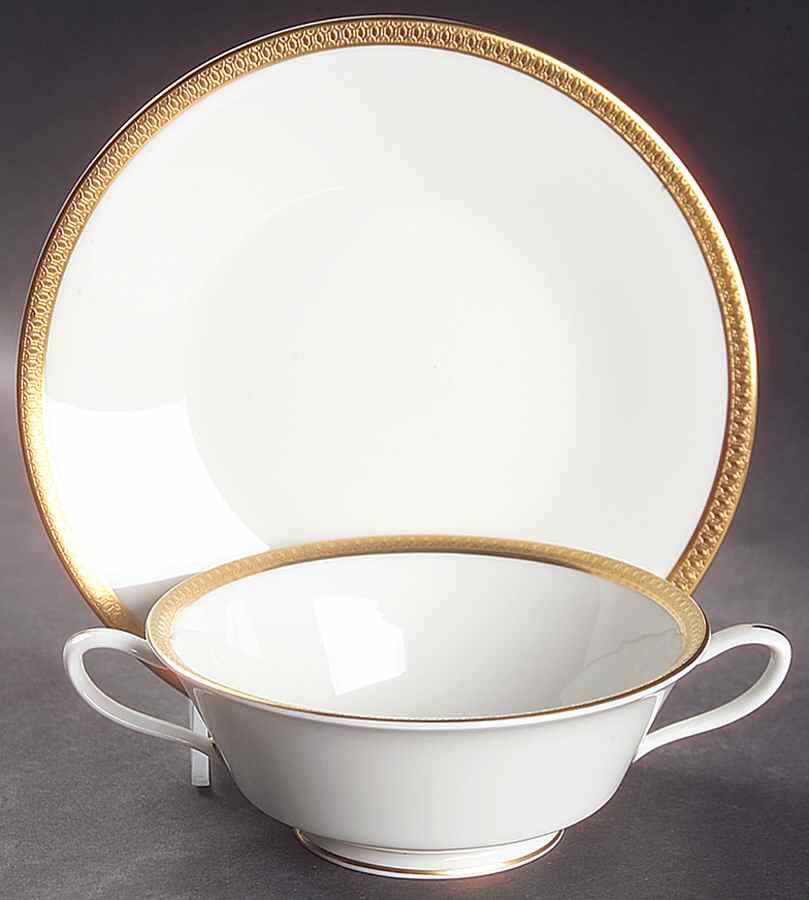 Bennington Footed Cream Soup Bowl & Saucer Set by Oxford (Div of Lenox)-1