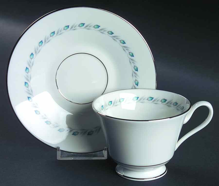 Bluefield Footed Cup & Saucer Set by Oxford (Div of Lenox)-1