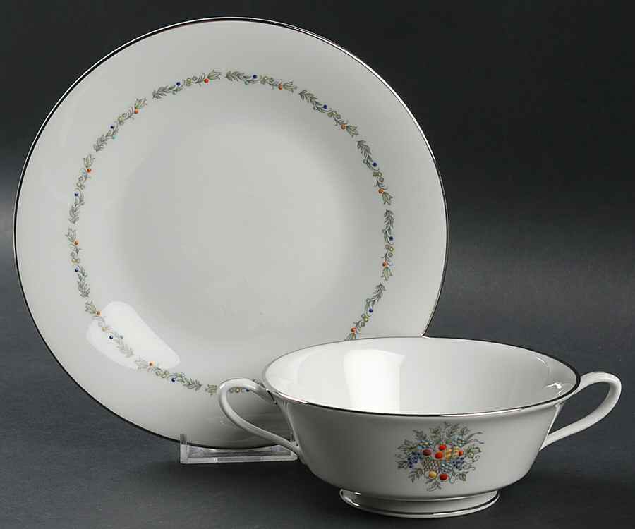 Carlyle Footed Cream Soup Bowl & Saucer Set by Oxford (Div of Lenox)-1