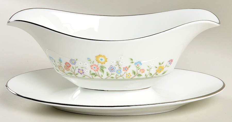 Country Lane Gravy Boat with Attached Underplate by Oxford (Div of Lenox)-1