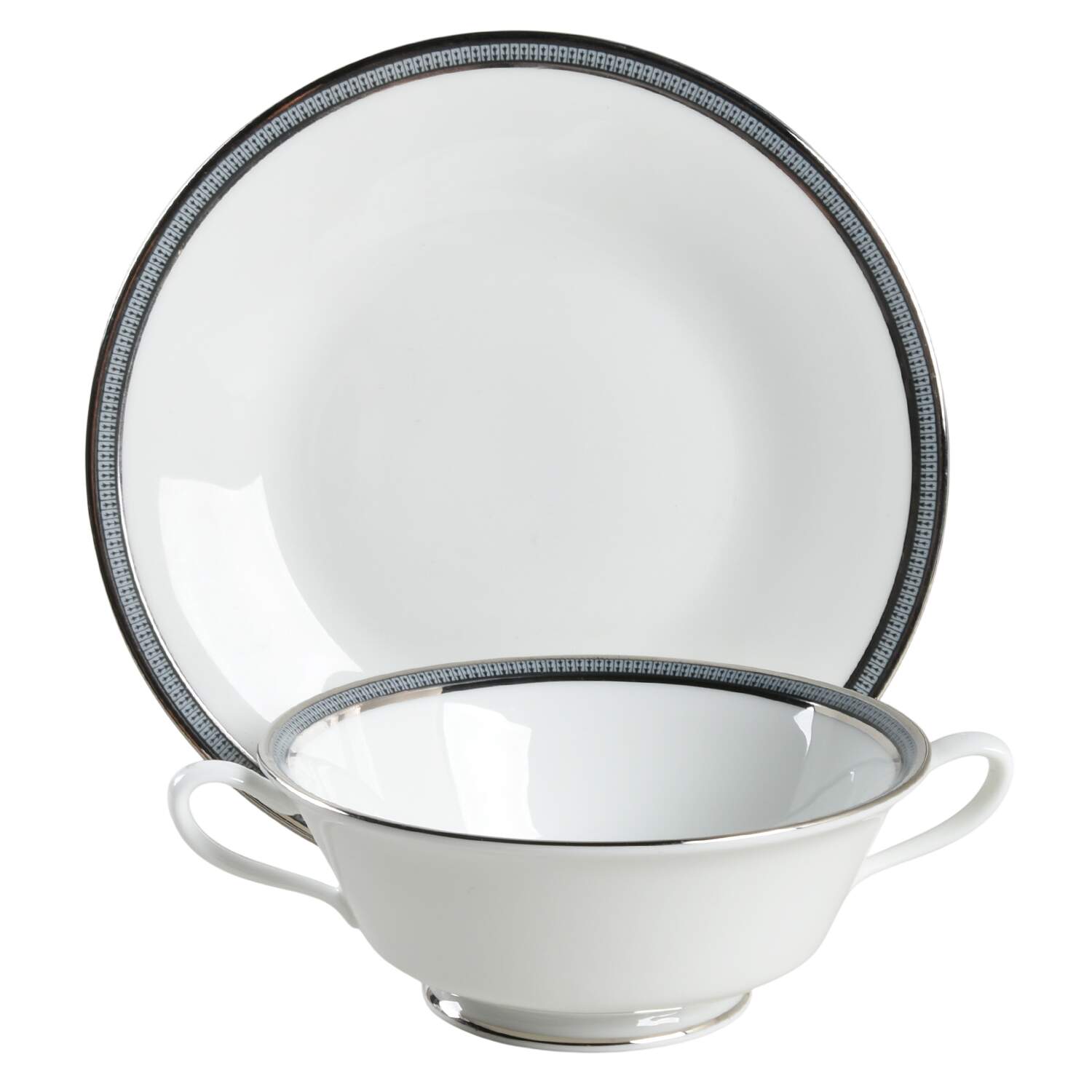 Dawn Footed Cream Soup Bowl & Saucer Set by Oxford (Div of Lenox)-1