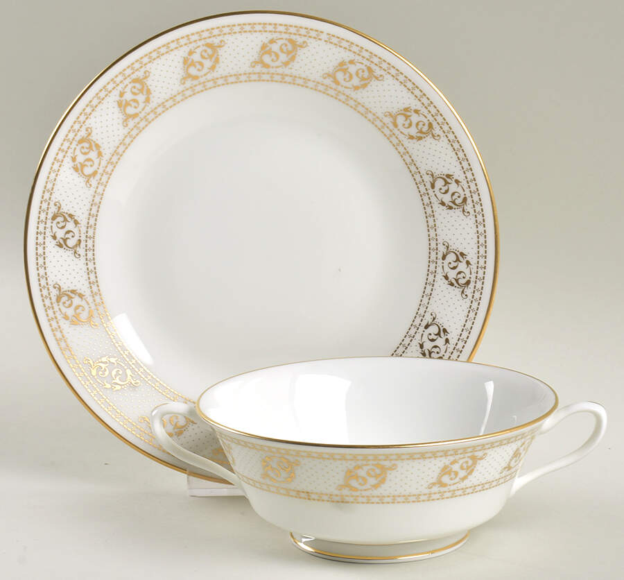 Ellsworth Footed Cream Soup Bowl & Saucer Set by Oxford (Div of Lenox)-1