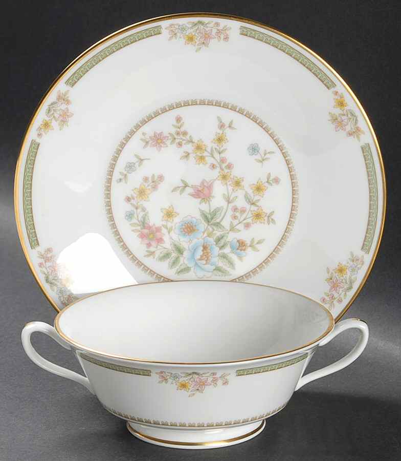 Enchanted Hour Footed Cream Soup Bowl & Saucer Set by Oxford (Div of Lenox)-1