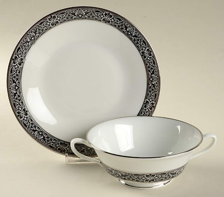 Evening Mood Footed Cream Soup Bowl & Saucer Set by Oxford (Div of Lenox)-1