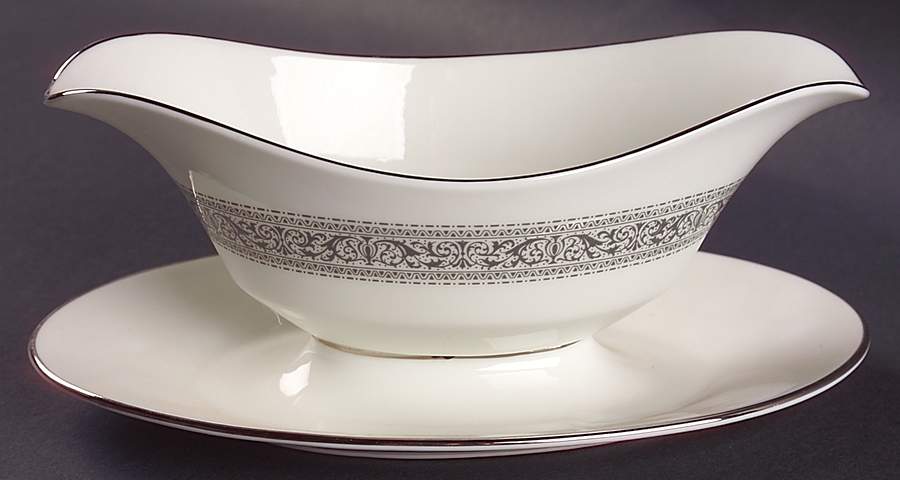 Filigree Gravy Boat with Attached Underplate by Oxford (Div of Lenox)-1