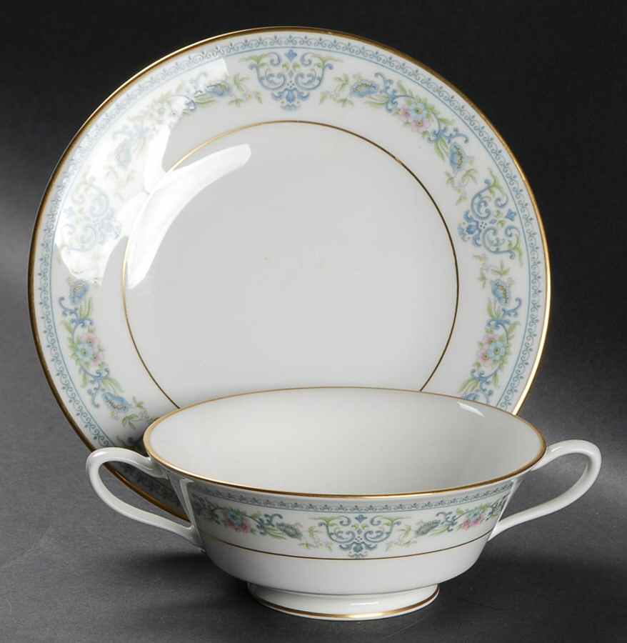 Fontaine Footed Cream Soup Bowl & Saucer Set by Oxford (Div of Lenox)-1