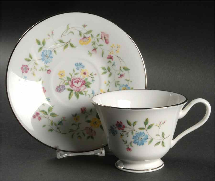 Garden Party Footed Cup & Saucer Set by Oxford (Div of Lenox)-1