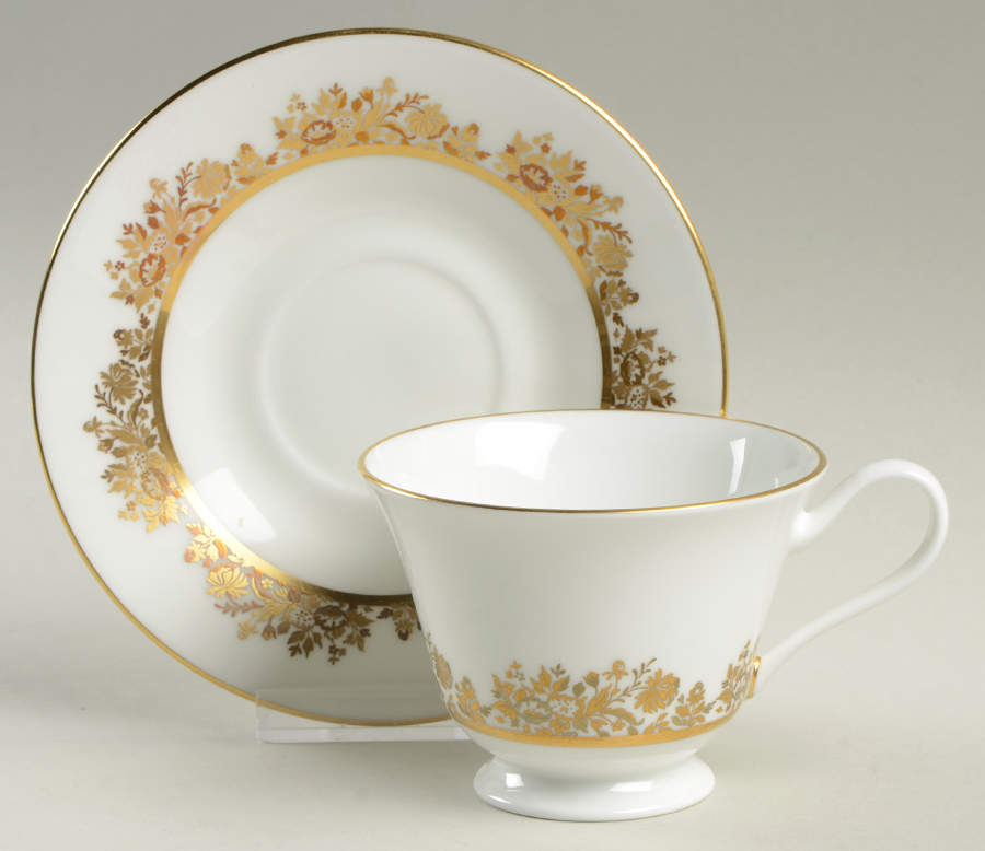 Golden Dawn Footed Cup & Saucer Set by Oxford (Div of Lenox)-1