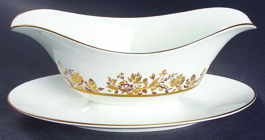 Golden Dawn Gravy Boat with Attached Underplate by Oxford (Div of Lenox)-1