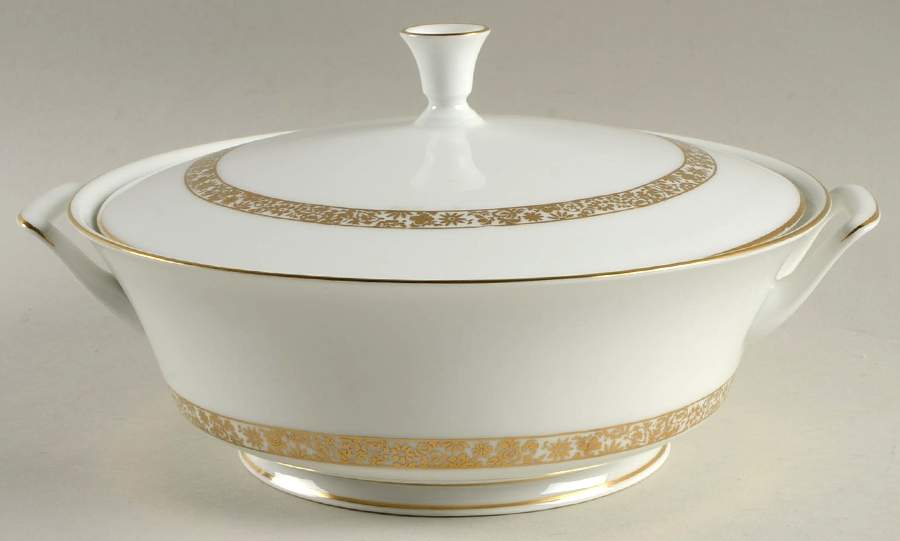 Golden Glen Round Covered Vegetable by Oxford (Div of Lenox)-1