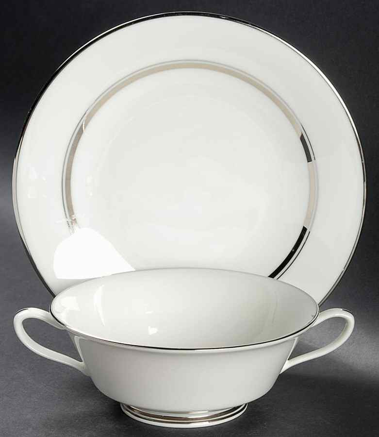Lexington Footed Cream Soup Bowl & Saucer Set by Oxford (Div of Lenox)-1