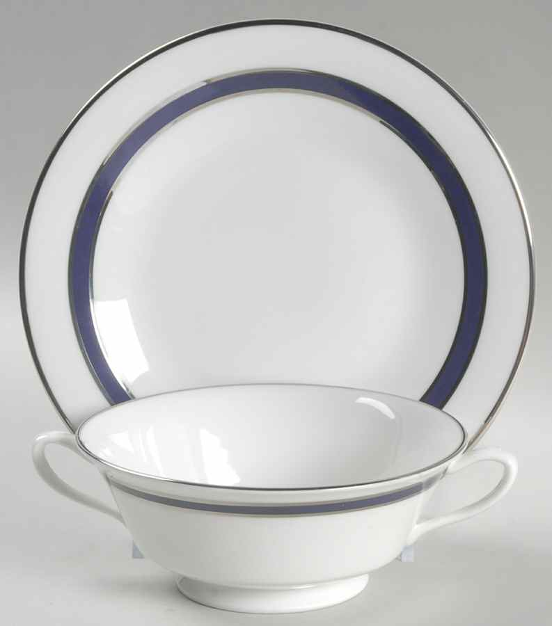 Marquesa Footed Cream Soup Bowl & Saucer Set by Oxford (Div of Lenox)-1