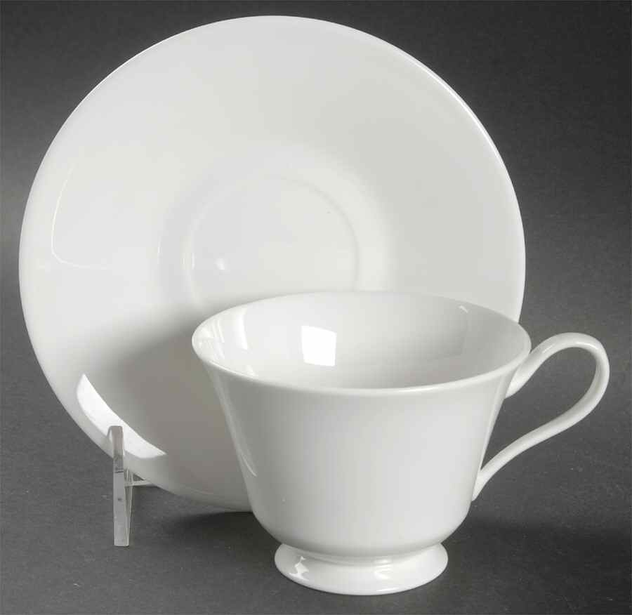 Mayfair White Footed Cup & Saucer Set by Oxford (Div of Lenox)-1