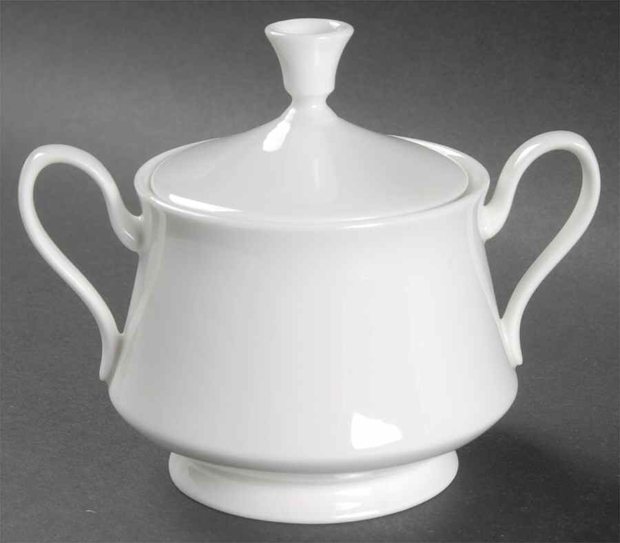 Mayfair White Sugar Bowl & Lid by Oxford (Div of Lenox)-1