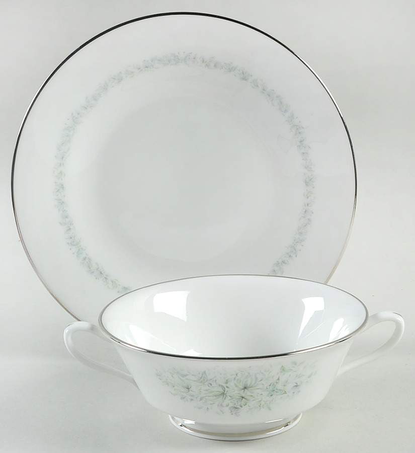 Meadowlark Footed Cream Soup Bowl & Saucer Set by Oxford (Div of Lenox)-1