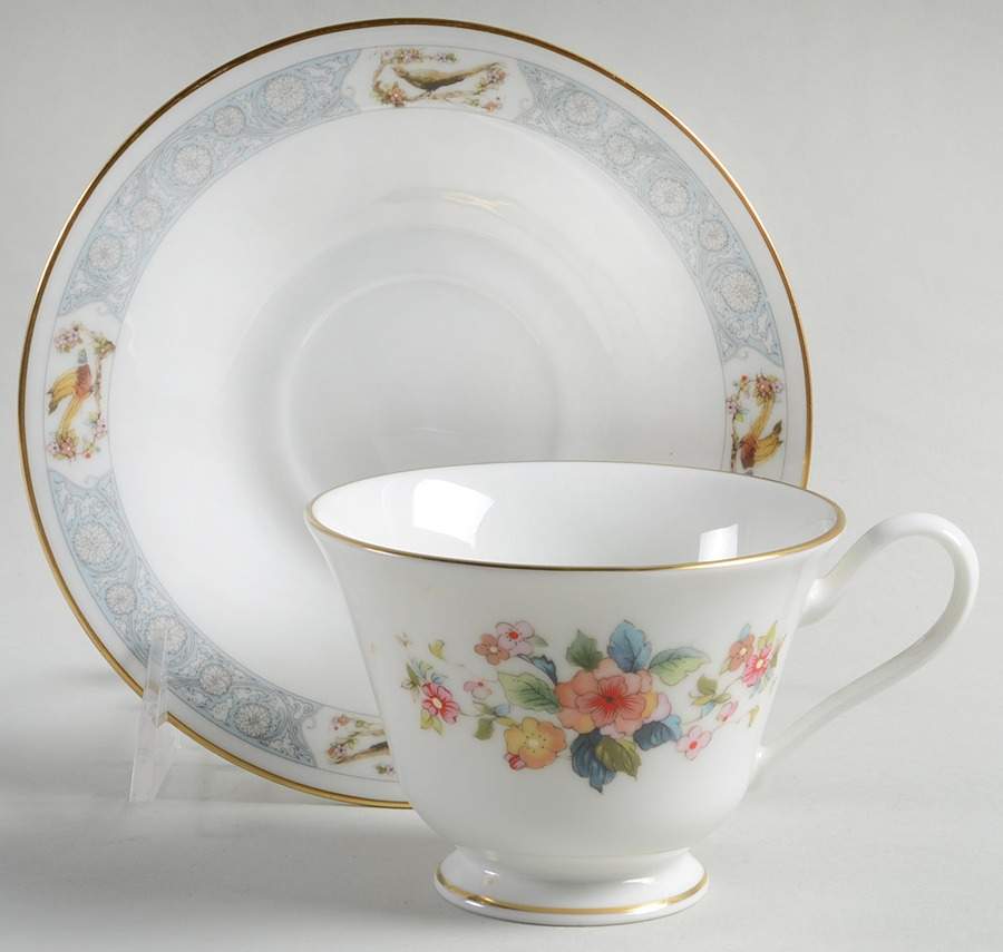 Ming Blossom Footed Cup & Saucer Set by Oxford (Div of Lenox)-1