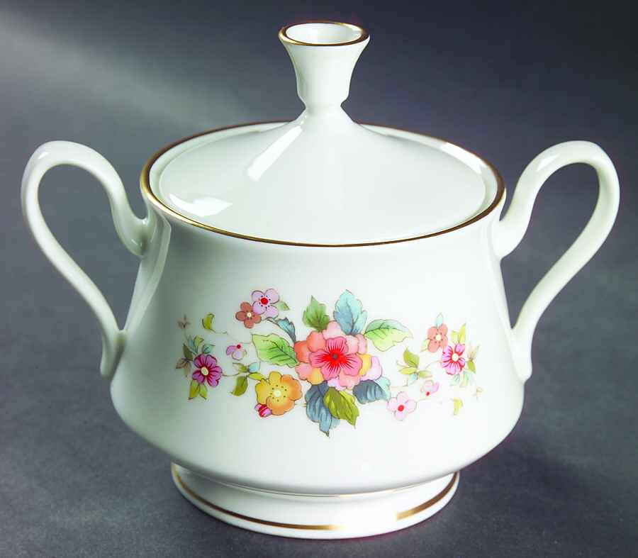 Ming Blossom Sugar Bowl & Lid by Oxford (Div of Lenox)-1