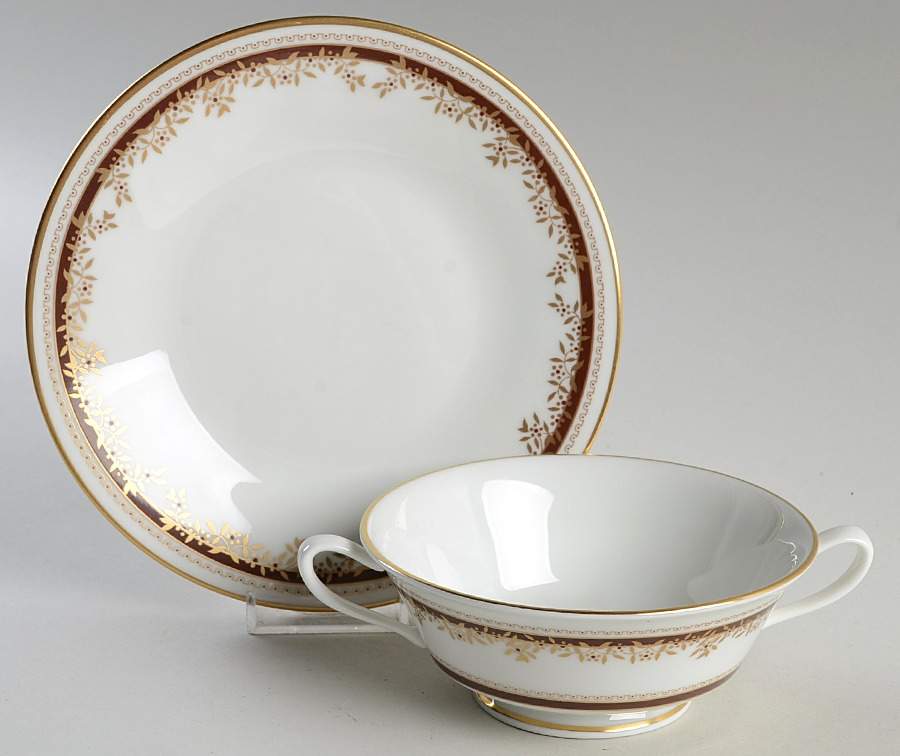 Palace Court Footed Cream Soup Bowl & Saucer Set by Oxford (Div of Lenox)-1