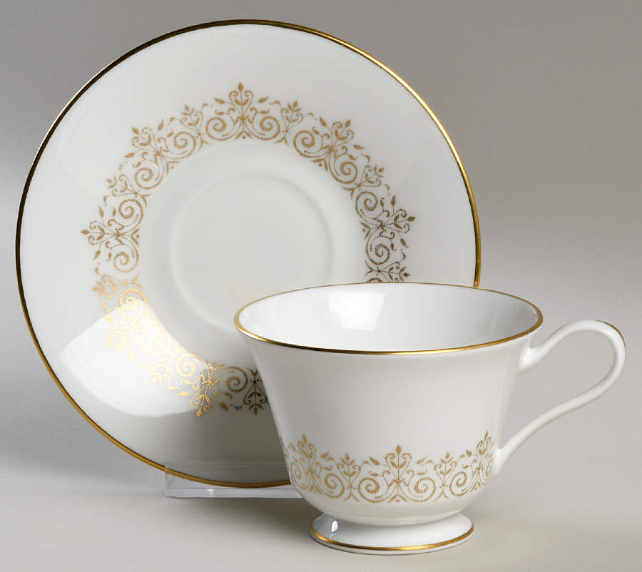 Petit Point Footed Cup & Saucer Set by Oxford (Div of Lenox)-1
