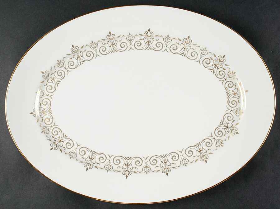 Petit Point 17" Oval Serving Platter by Oxford (Div of Lenox)-1